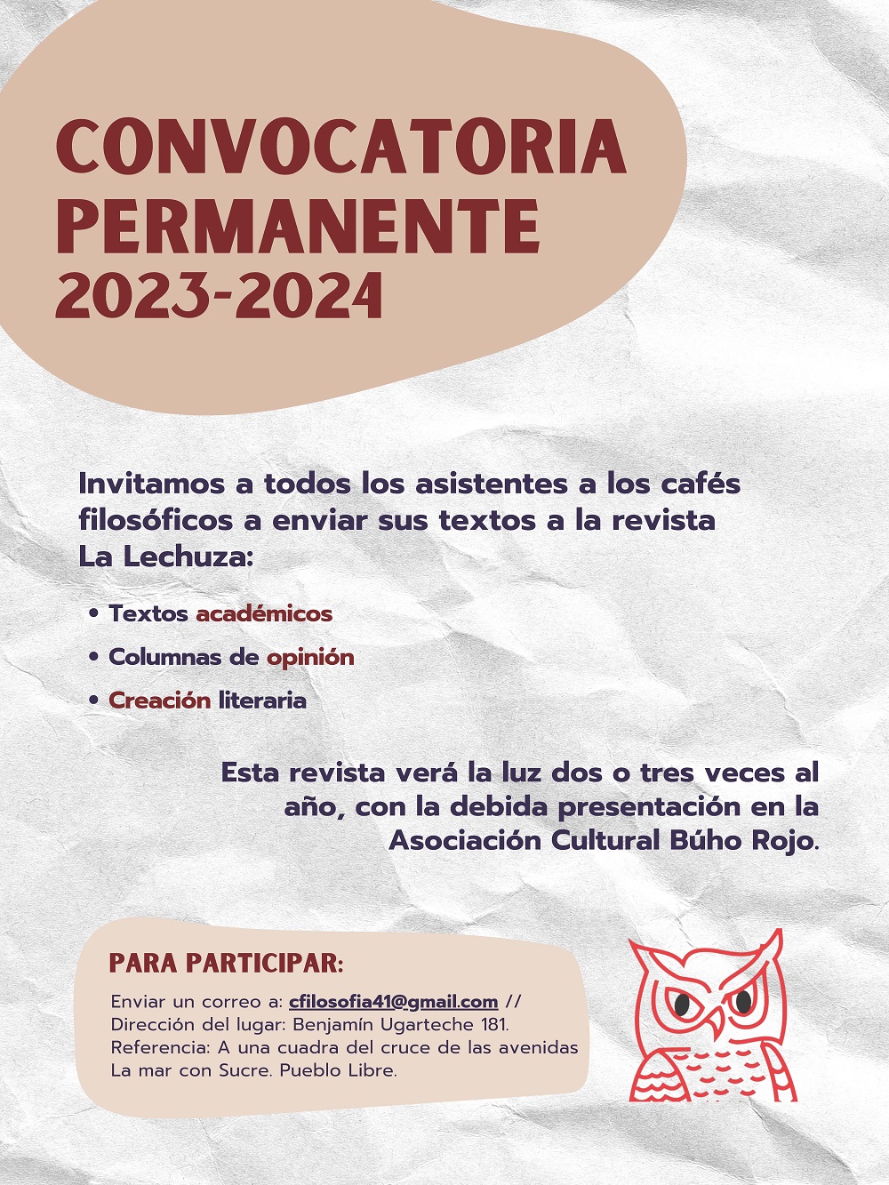 Convocatoria para la Revista Lechuza